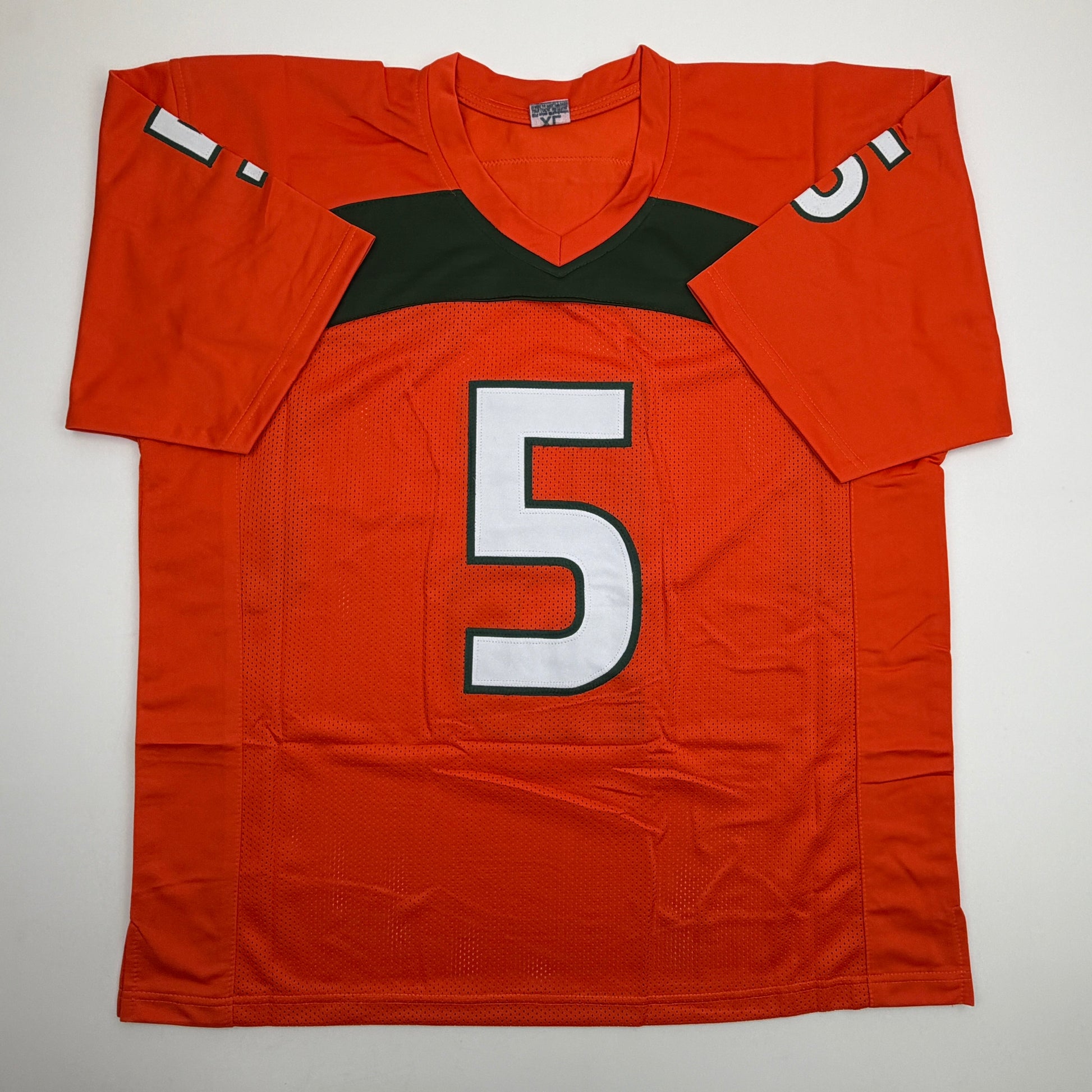 Autographed/Signed Andre Johnson Miami Orange College Football Jersey Beckett BAS COA