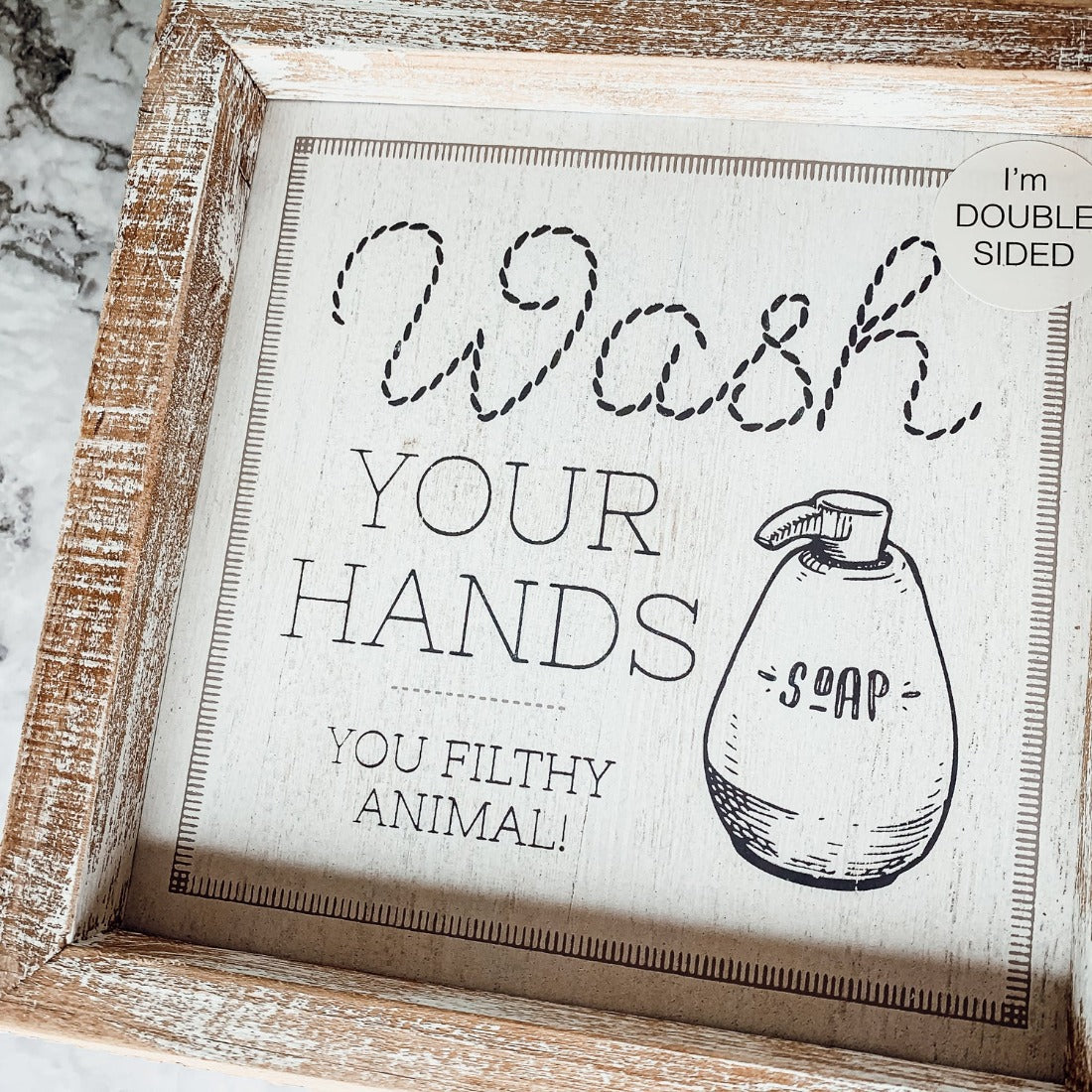 Double Sided Humorous Bathroom Sign Wipe It Real Good Reminder Wash Hands After Use