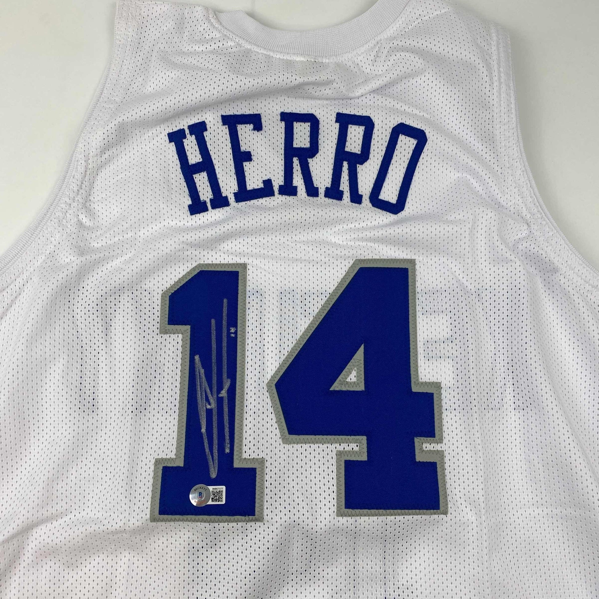 Autographed/Signed Tyler Herro Kentucky White College Basketball Jersey Beckett BAS COA