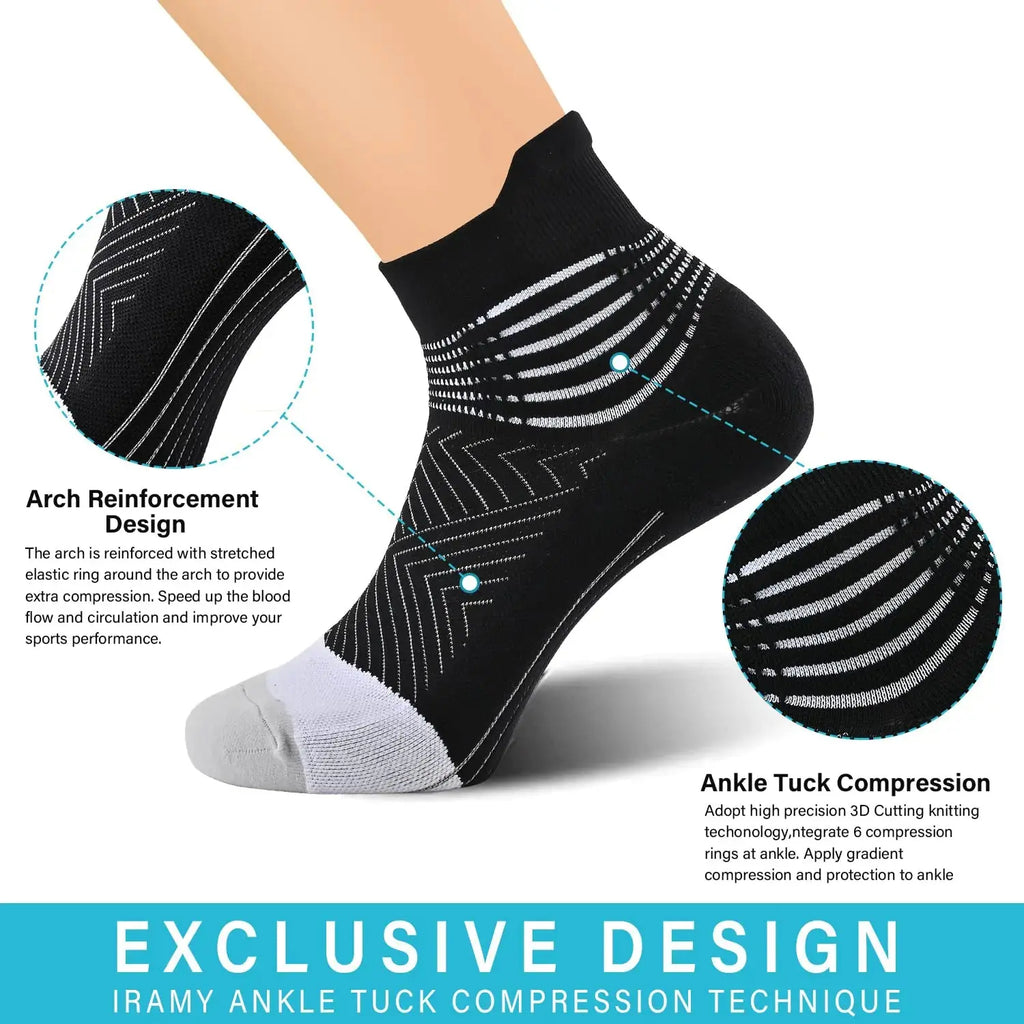 IRAMY Compression Ankle Support Socks Women Medium Grey(2 Packs)