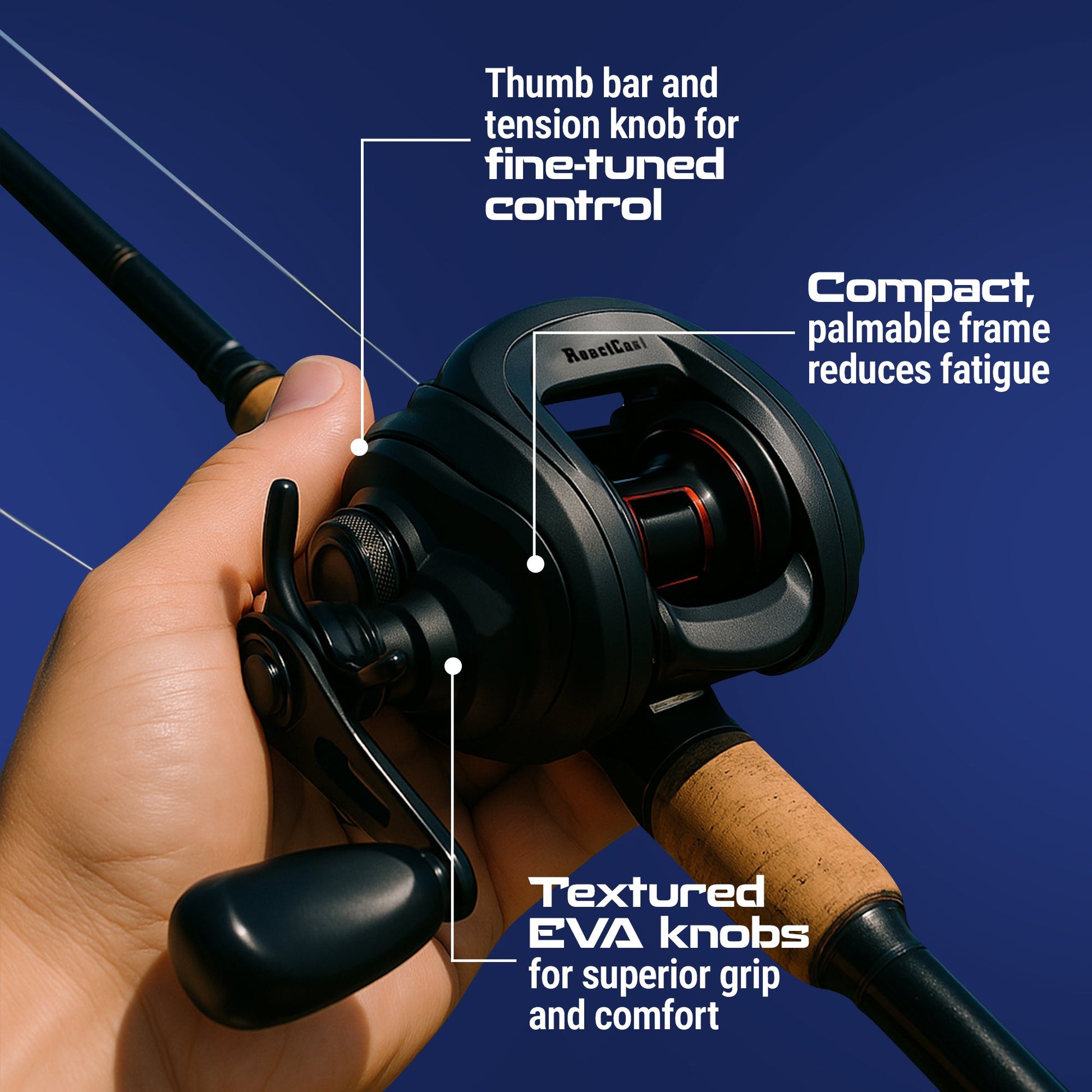 Reaction Tackle Baitcasting Fishing Reel – ReactCast Edition- High-Speed 7.3:1 Gear Ratio - NEW