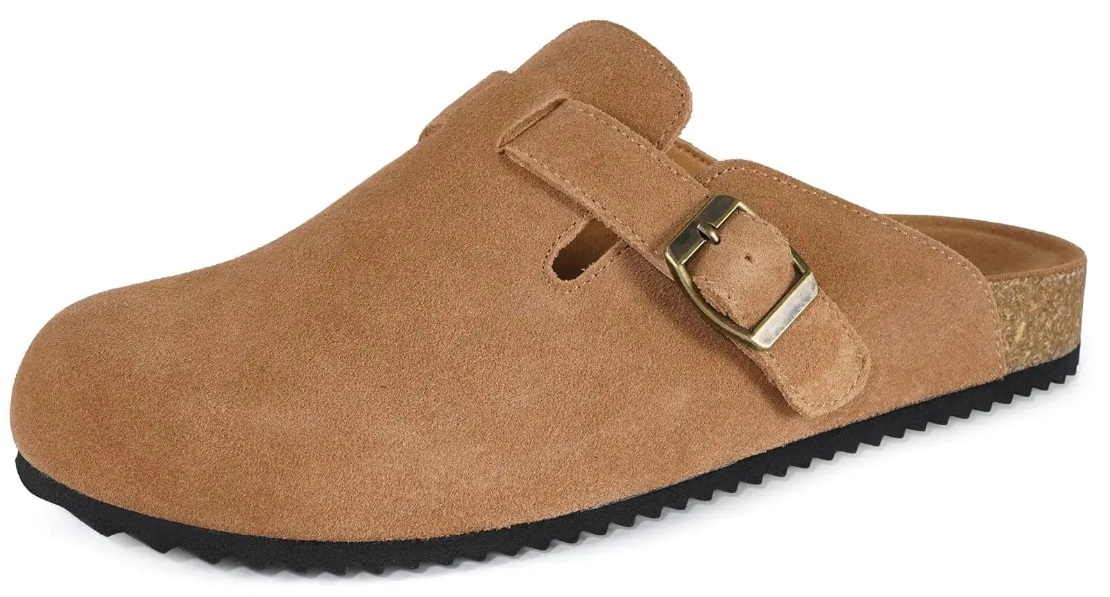 Intini Womens Suede Clogs Mens Leather Mules Cork Footbed Sandals