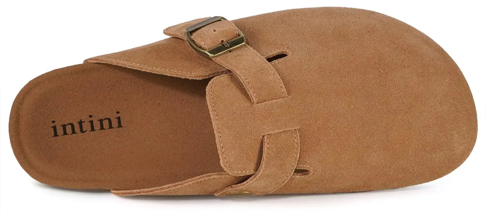 Intini Womens Suede Clogs Mens Leather Mules Cork Footbed Sandals