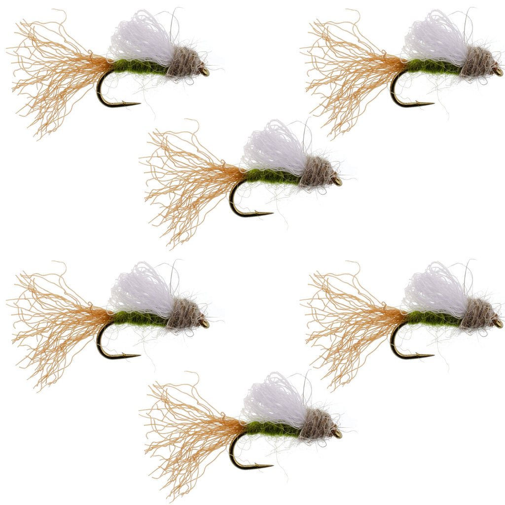 Olive Iris Caddis Emerger Caddis  Trout Dry Fly - 6 Flies Hook Size 14