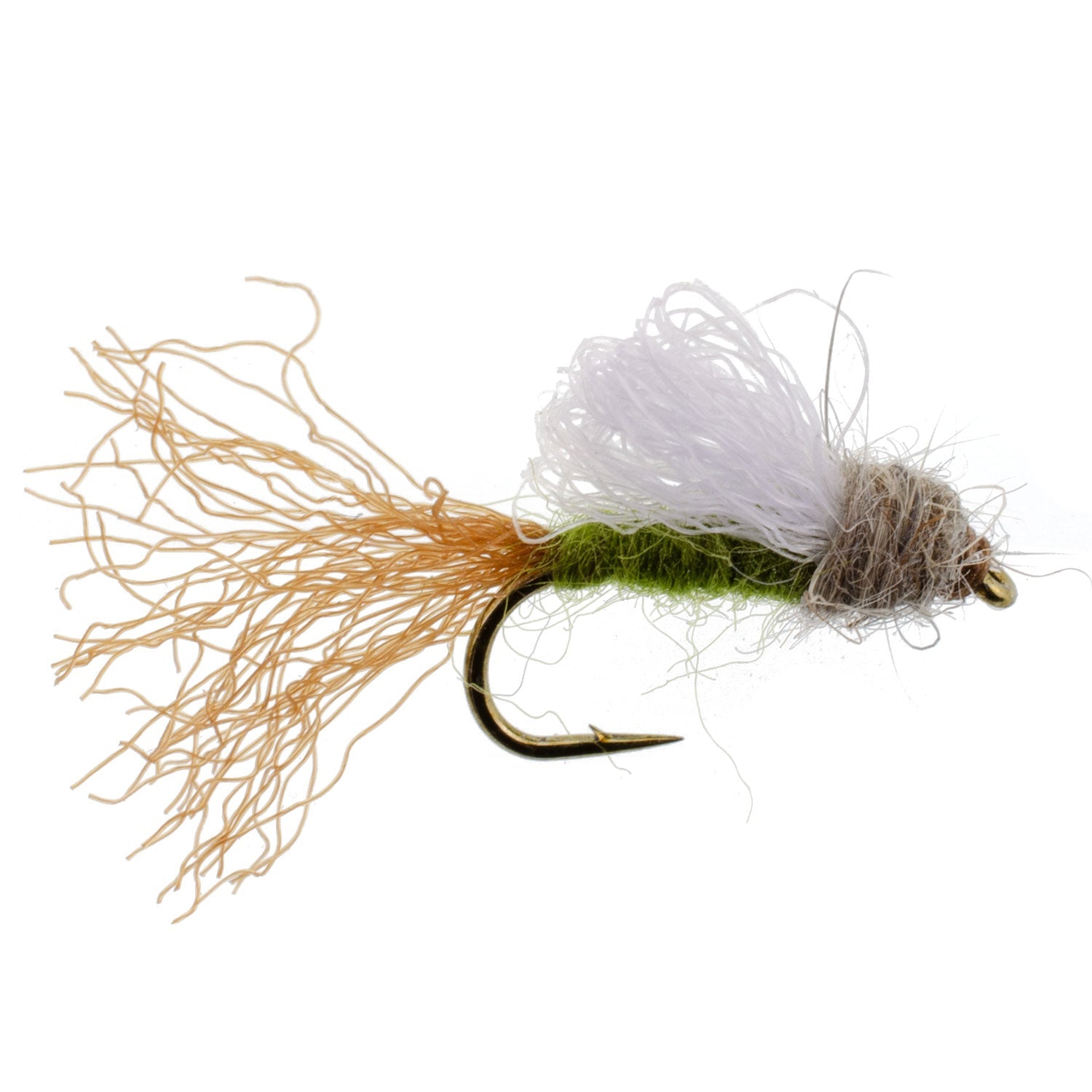 Olive Iris Caddis Emerger Caddis  Trout Dry Fly - 12 Flies Hook Size 14