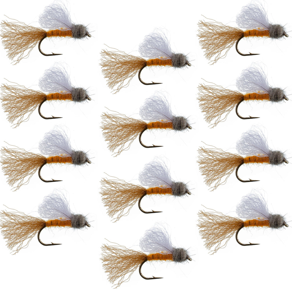 Orange Iris October Caddis Emerger Caddis  Trout Dry Fly - 12 Flies Hook Size 8