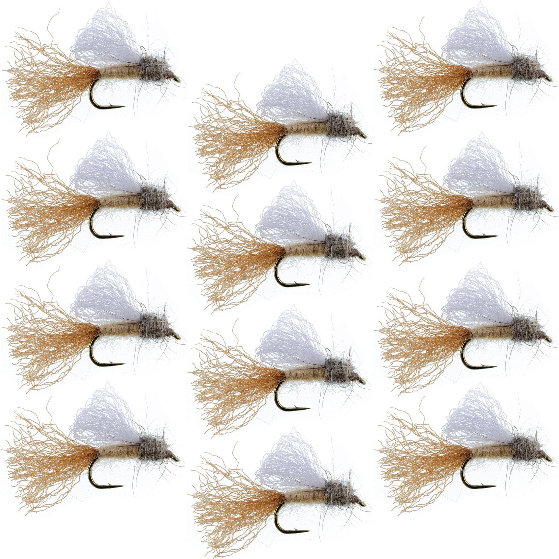 Tan Iris Caddis Emerger Caddis  Trout Dry Fly - 12 Flies Hook Size 14