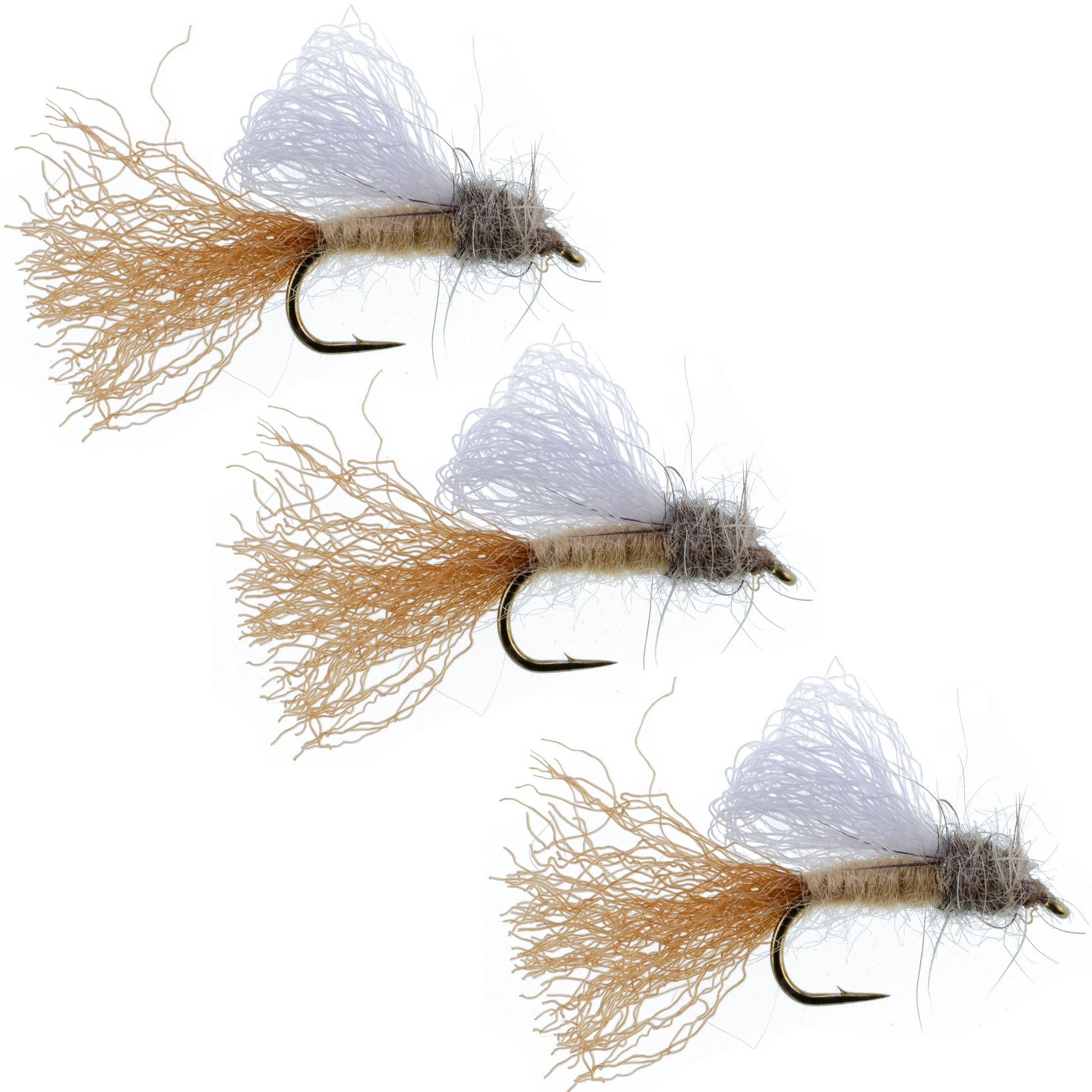 3 Pack Tan Iris Caddis Emerger Caddis  Trout Dry Fly - Hook Size 14