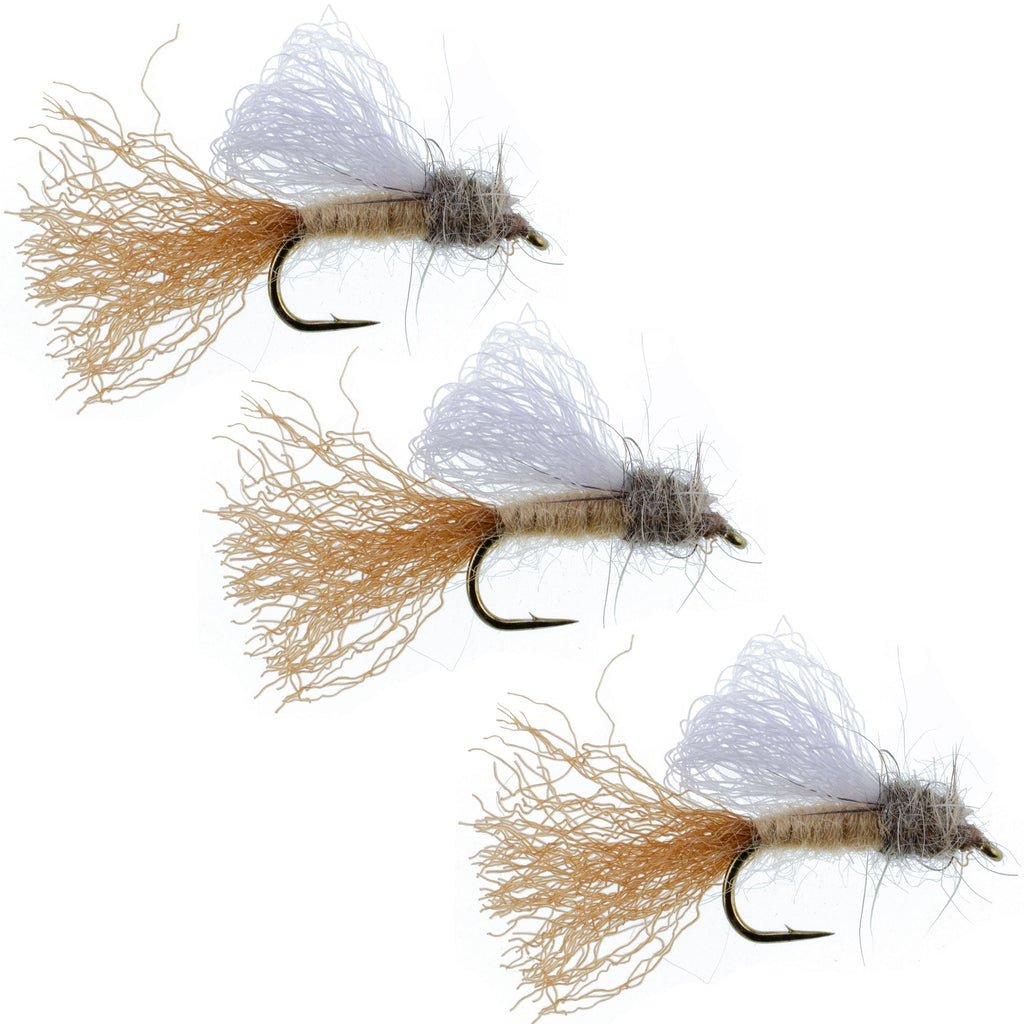 3 Pack Tan Iris Caddis Emerger Caddis  Trout Dry Fly - Hook Size 16