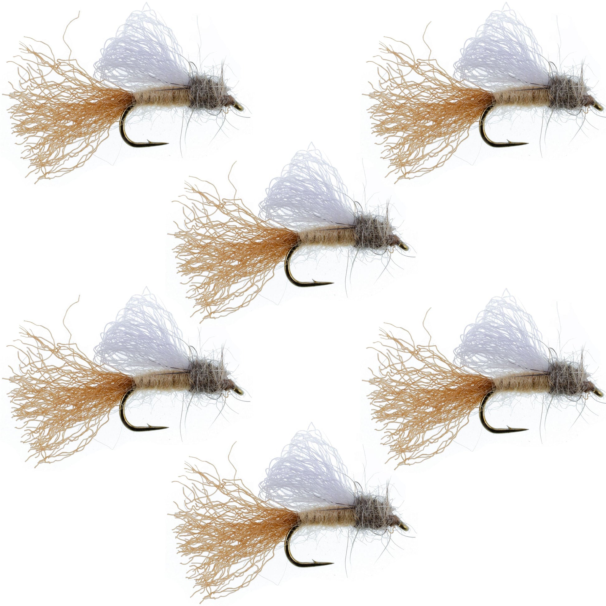Tan Iris Caddis Emerger Caddis  Trout Dry Fly - 6 Flies Hook Size 16