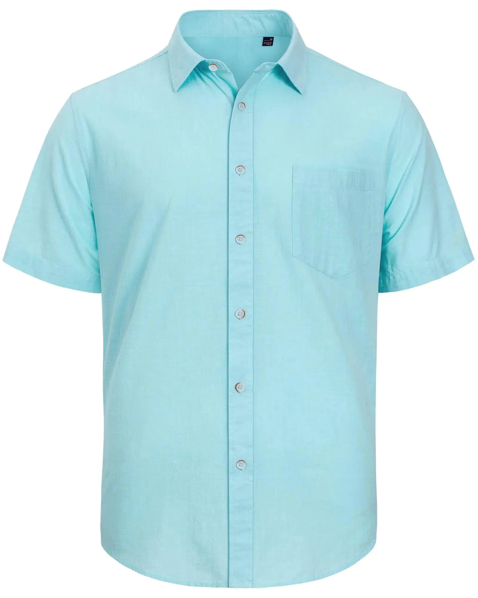 J.VER Men's Cotton Linen Short Sleeve Shirts Casual Lightweight Button-Down Shirts