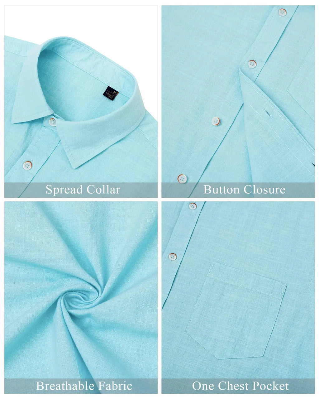 J.VER Men's Cotton Linen Short Sleeve Shirts Casual Lightweight Button-Down Shirts