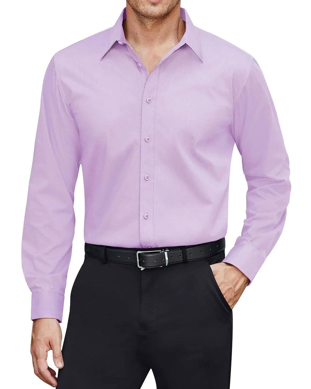 J.VER Men's Dress Shirts Stretch Stain Shield Long Sleeve Solid Formal Shirt