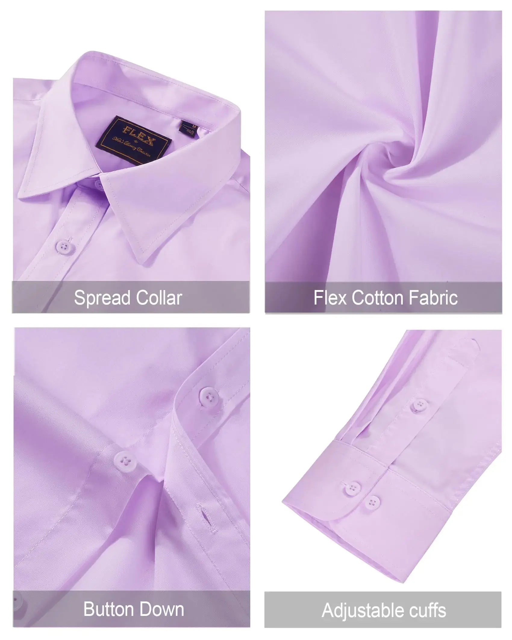 J.VER Men's Dress Shirts Stretch Stain Shield Long Sleeve Solid Formal Shirt