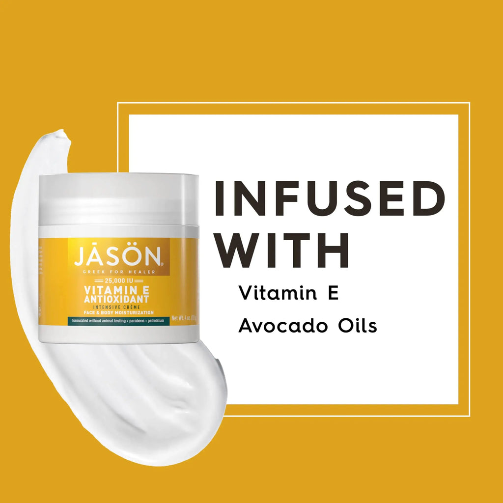 JASON Vitamin E 25, 000 IU Intensive Moisturizing Crème, For Face and Body, 4 Fluid Ounces 25000 IU