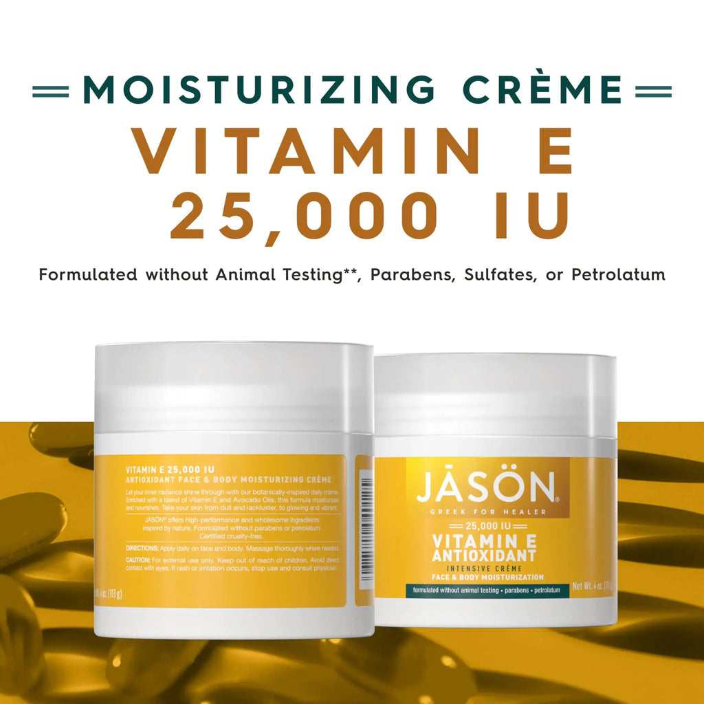 JASON Vitamin E 25, 000 IU Intensive Moisturizing Crème, For Face and Body, 4 Fluid Ounces 25000 IU