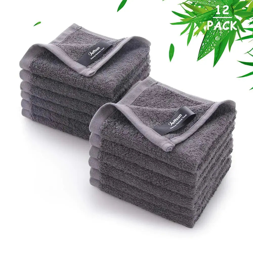 JEFFSUN Wash Cloths 12 Pack | Super Soft and Skin Friendly Face Towel for Sensitive Skin | Reusable Makeup Remover Cloth