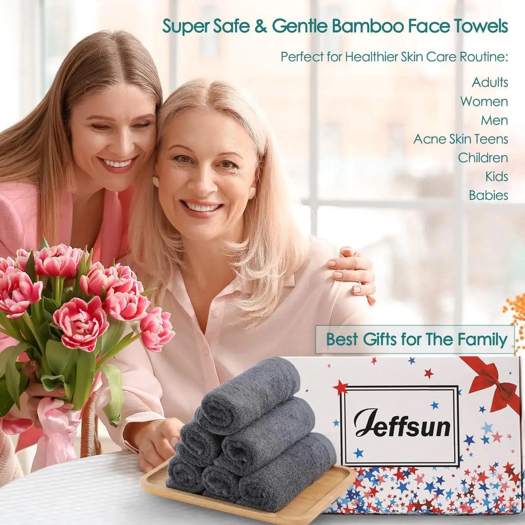 JEFFSUN Wash Cloths 12 Pack | Super Soft and Skin Friendly Face Towel for Sensitive Skin | Reusable Makeup Remover Cloth