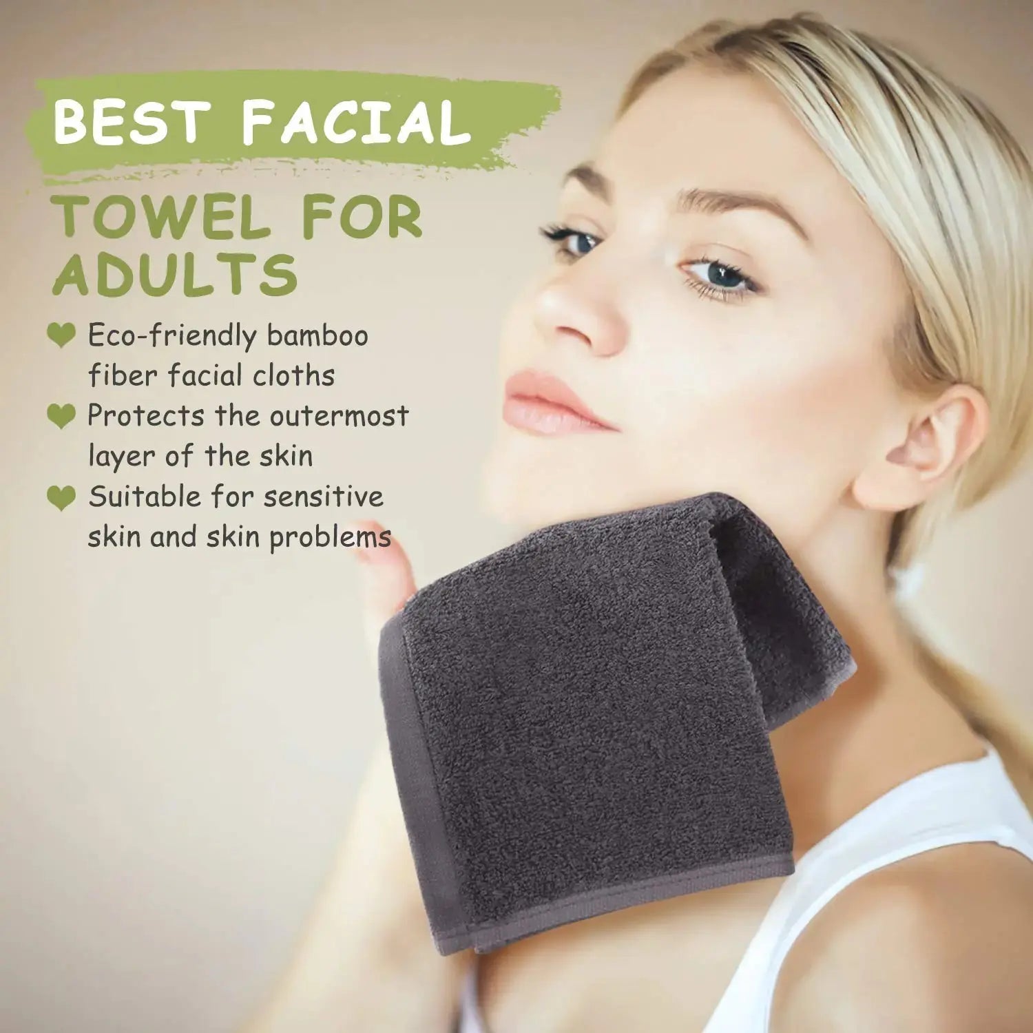 JEFFSUN Wash Cloths 12 Pack | Super Soft and Skin Friendly Face Towel for Sensitive Skin | Reusable Makeup Remover Cloth