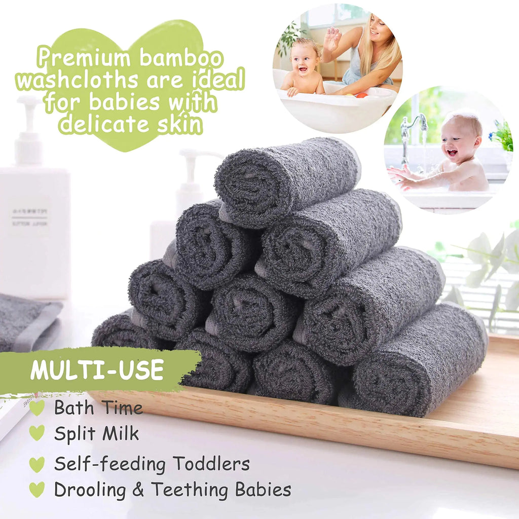 JEFFSUN Wash Cloths 12 Pack | Super Soft and Skin Friendly Face Towel for Sensitive Skin | Reusable Makeup Remover Cloth