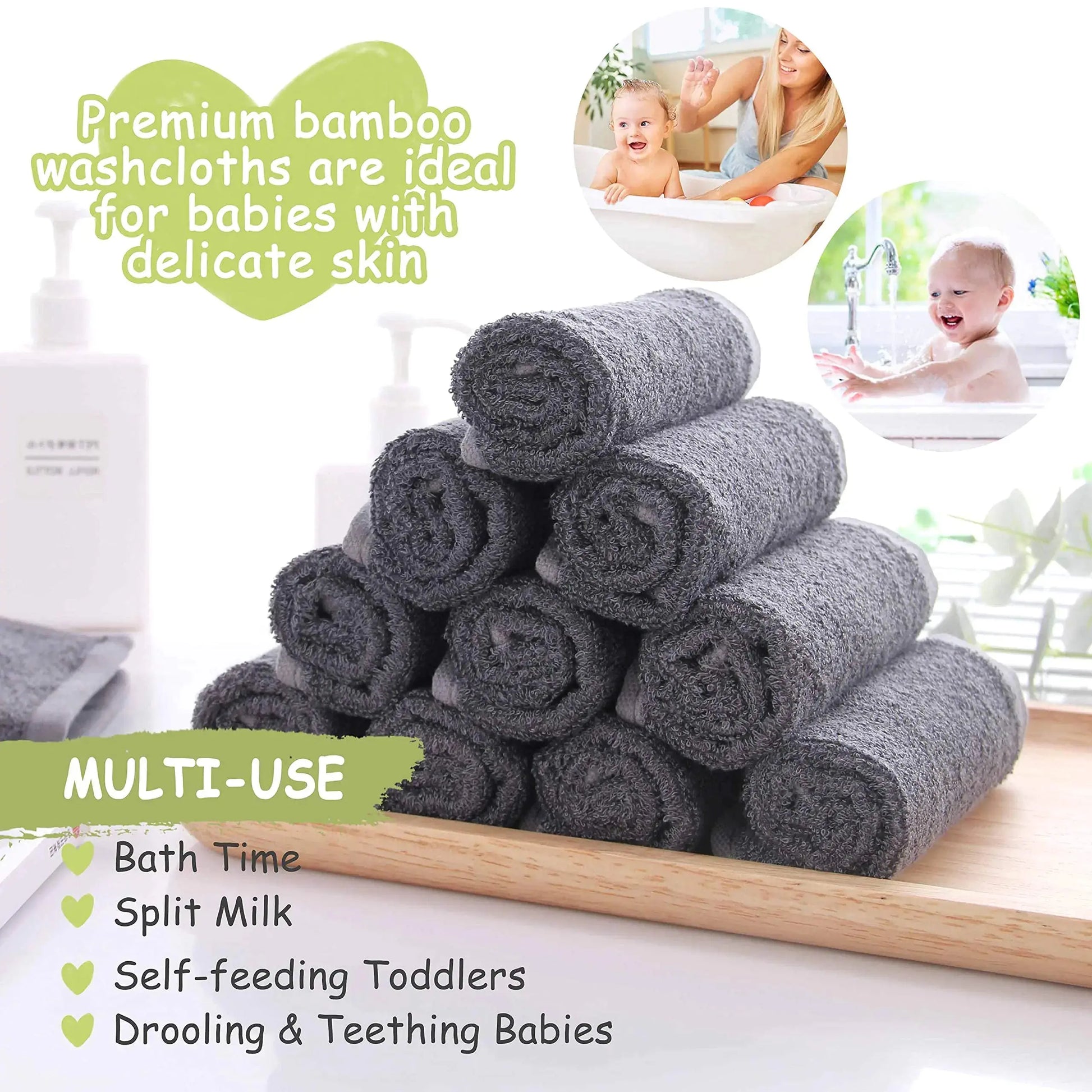 JEFFSUN Wash Cloths 12 Pack | Super Soft and Skin Friendly Face Towel for Sensitive Skin | Reusable Makeup Remover Cloth