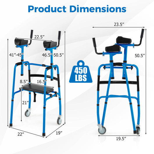 Versatile Rolling Walker for Rehabilitation Training-Navy