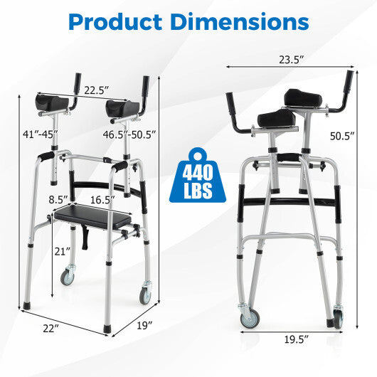 Versatile Rolling Walker for Rehabilitation Training-Navy