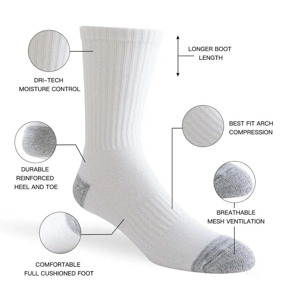 JOYNÉE 8 Pairs Mens Crew Cushion Socks Work Athletic Running Socks Casual Breathable Socks for Men