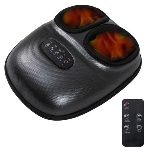 Shiatsu Foot Massager Machine with 2-Level Heat and Air Compression-Black