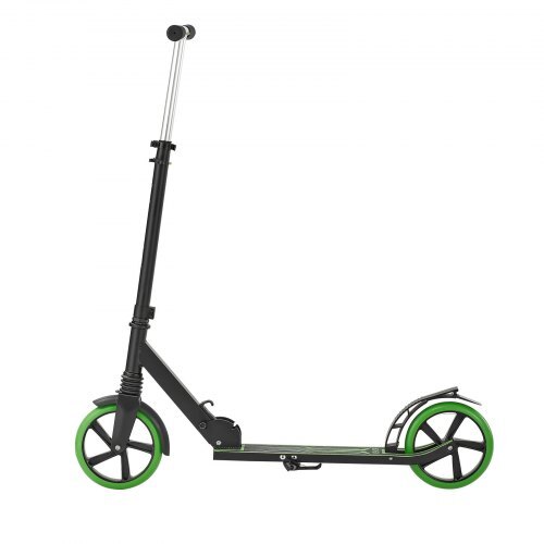 Kick Scooter for Kids Ages 8+, Teens & Adults, 2-Wheel Toddler Scooter with Adjustable Height Handlebar, Wide Anti-Slip Deck, Foldable Lightweight for Boys & Girls up to 220 lbs, Black + Green