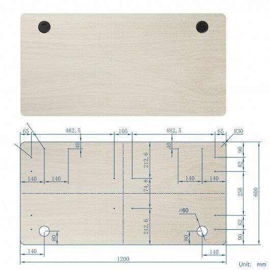 47" x 24" Universal Tabletop for Standard and Standing Desk Frame-Natural