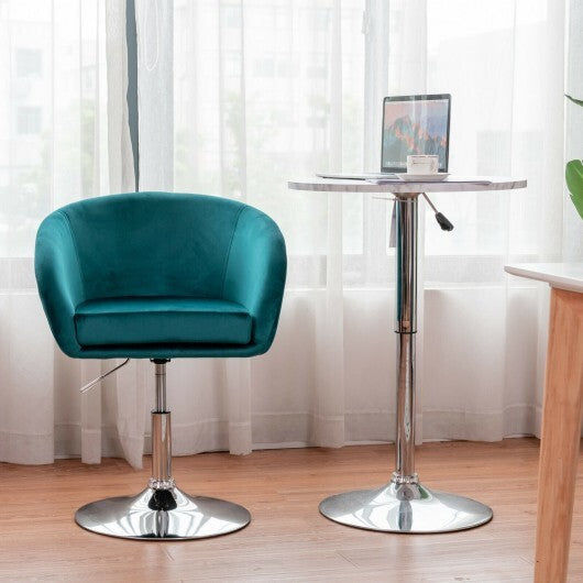 360 Degree Swivel Makeup Stool Accent Chair with Round Back and Metal Base-Gray