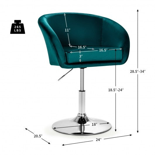 360 Degree Swivel Makeup Stool Accent Chair with Round Back and Metal Base-Gray