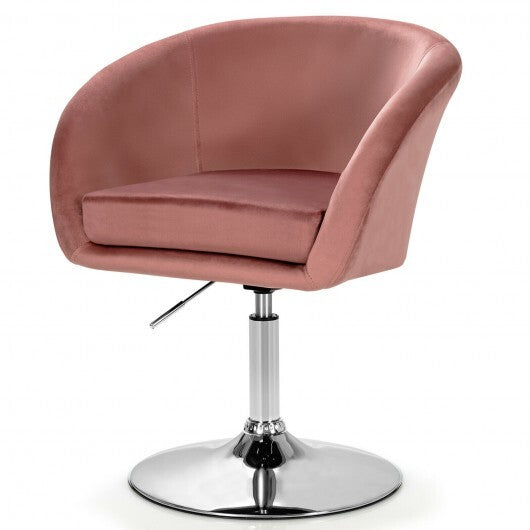360 Degree Swivel Makeup Stool Accent Chair with Round Back and Metal Base-Gray