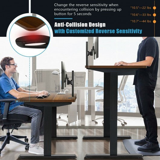 48-inch Electric Height Adjustable Standing Desk with Control Panel-Rustic Brown