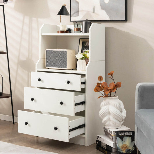 Modern Storage Dresser with Anti-toppling Device-White