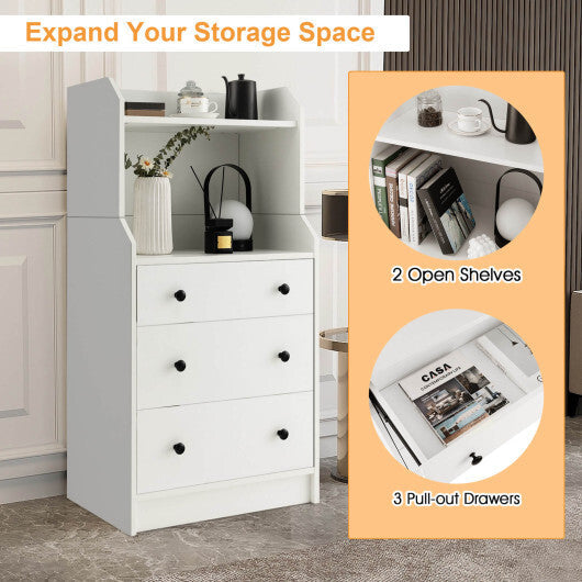 Modern Storage Dresser with Anti-toppling Device-White