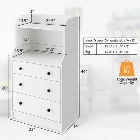 Modern Storage Dresser with Anti-toppling Device-White