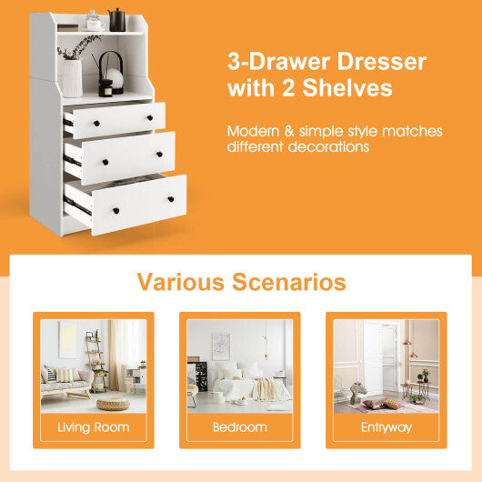 Modern Storage Dresser with Anti-toppling Device-White