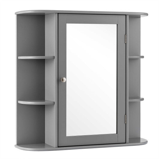 Multipurpose Mount Wall Mirror Bathroom Storage Cabinet-White