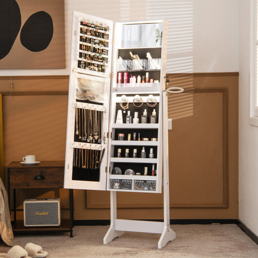 Freestanding Jewelry Cabinet with Full Length HD Mirror-Black