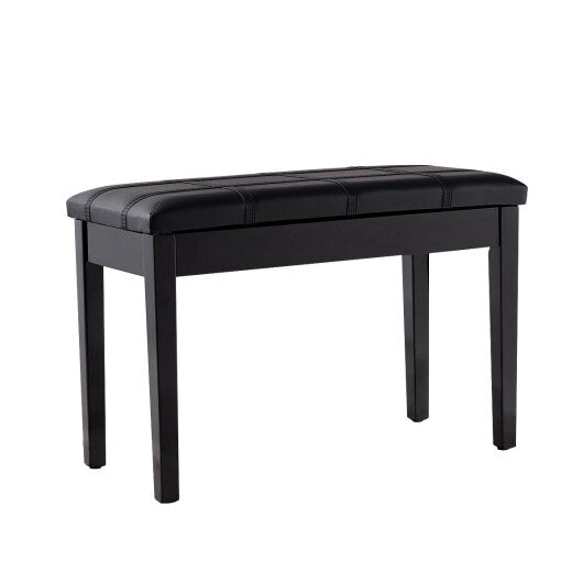 Solid Wood PU Leather Piano Double Duet Keyboard Bench-Brown