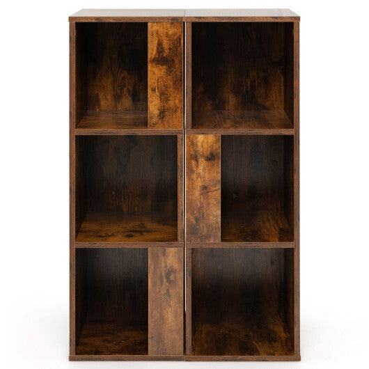 3-Tier 6 Cube Freestanding Bookcase with Anti-toppling Device-White