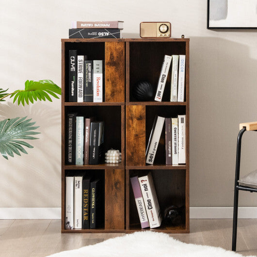 3-Tier 6 Cube Freestanding Bookcase with Anti-toppling Device-White