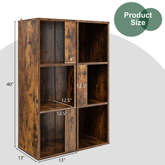 3-Tier 6 Cube Freestanding Bookcase with Anti-toppling Device-White
