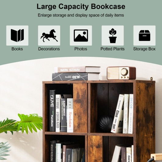 3-Tier 6 Cube Freestanding Bookcase with Anti-toppling Device-White