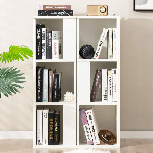 3-Tier 6 Cube Freestanding Bookcase with Anti-toppling Device-White