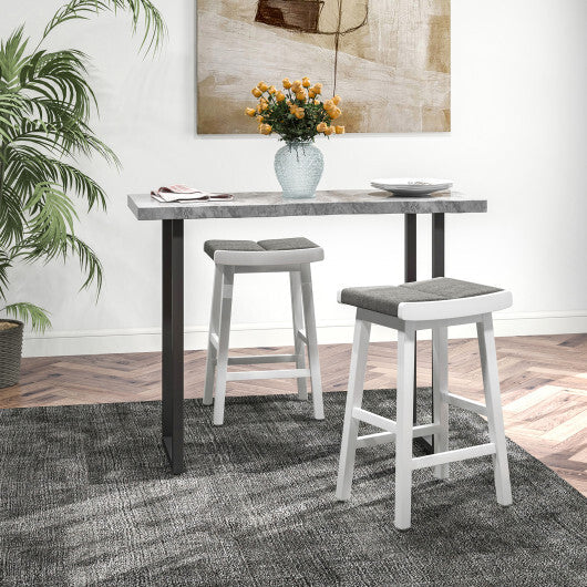 2 Pieces 26/31.5 Inch Upholstered Saddle Barstools with Padded Cushions-31.5 inches