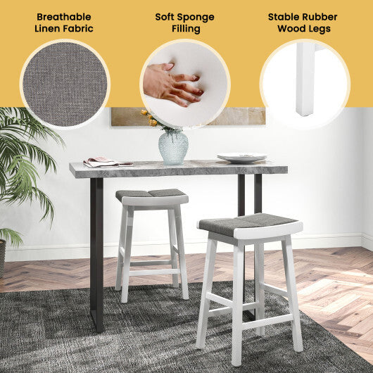 2 Pieces 26/31.5 Inch Upholstered Saddle Barstools with Padded Cushions-31.5 inches