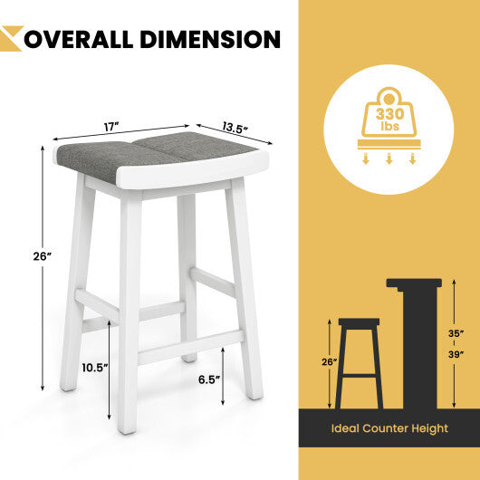 2 Pieces 26/31.5 Inch Upholstered Saddle Barstools with Padded Cushions-31.5 inches